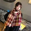 Bufanda Cuadros Doble Cara de Navidad Estilo Microempresa para Mujer en Otoño e Invierno, Chal y Bufanda Versátil para Pareja Estudiante Lista para la Venta, Sencilla
