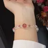 Novo Bracelete de Cristal de Morango Natural para Mulheres, Bracelete Elástico com Contas de Nicho Estilo Ins de Alta Qualidade para Estudantes e Melhores Amigas, Cristal