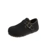 Zapatos de lana peluda con suela gruesa y tacón oculto para mujer, zapatos de algodón 2026 invierno nuevos, slip-on versátiles, zapatos Birkenstock