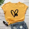 Ebay Comércio Exterior Site Independente Estampa de Trevo em Forma de Coração Moda Pulôver Solto Camiseta de Manga Curta Roupas Femininas