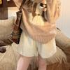 Calça Casual de Lã de Cordeiro com Cintura Elástica para Mulheres 2026 Inverno Plush Grosso Perna Larga Cintura Alta Shorts Hot Pants Atacado