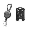 Amazon Hexagon Preto Pesca Camping Chaveiro Retrátil Cabo de Borracha Revestido Fivela Fácil de Puxar Porta-Cartões Terno