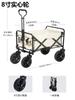 Carro de acampamento dobrável para acampamento ao ar livre, carrinho de acampamento de grande capacidade de carga, trailer de quatro rodas off-road com haste de tração para churrasco e passeios