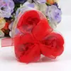 Ventas Directas de Fábrica Regalos Creativos Pequeños Día de San Valentín Día de la Mujer Flor de Jabón Perfumada en Forma de Corazón de PVC Simulación 3 Piezas Venta al por Mayor