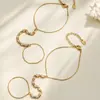 Corrente de Dedo Quadrada de Aço Inoxidável Inlaid com Zircônia Eco-friendly de Luxo Leve Moda Personalidade Temperamento Joia Empilhável Pulseira Feminina