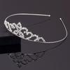 Acessório de Cabeça Coroa Infantil com Corrente de Cabelo com Strass na Testa para Menina, Presilha de Cabelo Coroa de Princesa, Acessórios de Cabelo para Cerimônia de Aniversário, Coroa de Cabelo com Strass