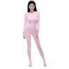 Ye Zimei Roupa Íntima Sexy Roupas Base para Dança Meias Siamese de Seda Veludo Espessado Cor da Pele Meias de Manga Longa Abertas no Gancho