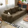 Tecido de chenille na cor creme, design de linhas retas, sofá de dois lugares para uso doméstico, adequado para salas de estar, apartamentos pequenos e imóveis para aluguel.; um sofá tipo nuvem