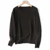 Top de Malha Cashmere e Lã Sem Costura com Caimento Solto Esquema de Cores Dopamina Gola Redonda Simples Suéter Liso