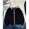 Sudadera con capucha de peso pesado para hombre, primavera y otoño, corte holgado, jersey de moda, color liso, tejido de aire, capa base casual, estilo masculino