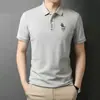 Verano Nuevo Manga Corta Moda Masculina Marca de Tendencia Algodón Camisa Polo para Hombre Casual de Negocios Cuello Camisero Camiseta de Manga Corta para Hombre