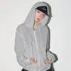 Sudadera con capucha a rayas finas estilo coreano para hombre y mujer, tonos fríos, minimalista, corte holgado, versátil, casual, top perezoso, venta al por mayor