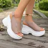 Zapatos de Plataforma Slip-On Transfronterizos Europeos y Americanos para Verano, Nuevos Modelos de Talla Grande para Mujer, Exportación Talla Única para Todos, Tejido Volador Cómodo, Venta al por Mayor, Tallas Grandes