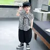 Conjunto de Camisa Floral sin Mangas de Verano para Niños Estilo Coreano Conjunto Elegante Fresco Casual de Dos Piezas para Niños Ropa Moderna para Niños
