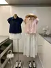 Wgwe9133 Guangzhou Shisanxing Moda Feminina Verão 2026 Novo Top Camisa Gola Polo Estilo Francês Manga Curta Solta