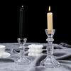 Candelabro de cristal transparente de lujo ligero nórdico romántico para boda, fiesta de cumpleaños, decoración para cena con velas de boda, vela de varilla larga
