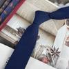 Corbata Gris y Negra para Hombre, Corbata de Algodón de Alta Gama Estilo Coreano Atada a Mano de Color Sólido Rayada para Mujer, Corbata Casual Estilo Británico Universitario sin Corbata