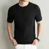 Estilo Hit Essencial para o Verão 2026 Estilo Old Money Camiseta de Tricô Manga Curta Fibra Natural Amiga da Pele Respirável Gola Redonda
