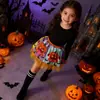 Saia Tutu com Estampa de Caveira de Abóbora para Meninas, Roupa Temática Europeia e Americana de Halloween para Crianças Pequenas, Saia de Comprimento Médio 22