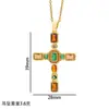 [Acero de Titanio] Moda Europea y Americana Transfronteriza Collar de Cruz de Circonita de Colores para Mujer, Joyería de Cadena para Suéter de Lujo Ligero de Alta Gama