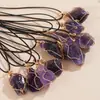 Colgante de Amatista en Bruto, Collar de Moda para el Día a Día, Mineral Crudo Irregular, Joyería Envuelta en Alambre Hecha a Mano, Hecho a Medida
