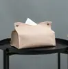 Caja de Pañuelos de Cuero PU Moderna Creativa Estilo Americano para Sala de Estar, Mesa de Café y Mesa de Comedor, Venta al por Mayor Popular Transfronteriza