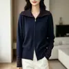Novo cardigã de tricô listrado color-block de manga longa outono/inverno, um suéter de outer wear casual e de caimento solto para exportação para o Japão e Coreia do Sul
