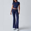 Ropa de Mujer Europea y Americana Transfronteriza Amazon 2025 Primavera y Verano Comercio Exterior Casual Color Sólido Ajustado Manga Corta Set de Pantalones Largos