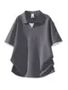 Camisa Polo de Hombre con Textura de Manga Corta, Nuevo Estilo de Verano, Textura de Bambú, Falso Dos Piezas, Camisa Polo Color Block, Camiseta de Hombre con Cuello de Solapa