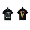 2024 VLONE Camiseta de Manga Corta Serie V Grande Estampado de Estrella V Camiseta de Manga Corta para Parejas Hombres y Mujeres Tendencia High Street Personalizada