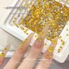Nuevas uñas planas de malta amarilla dorada con base de diamante especial, uñas planas pequeñas para manicura con base de diamante, espigas de trigo súper brillantes y decoraciones de uñas de diamante.