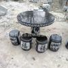Mesa de Piedra Blanca Granito Banco de Piedra Exterior Hogar Patio Parque Comunidad Juego de Mármol Natural para Villa