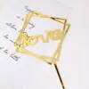Cartão acrílico de bolo de aniversário vestido dourado cartão HB acrílico mesa de panificação layout rosa
