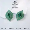 Pendientes de Plata S925 Esmeralda Cultivada Zhou Hengfu Jewelry Lujo Ligero Moda Personalidad Estilo Europeo y Americano Diseño Retro Pendientes