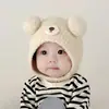Gorro de Lana Gruesa para Bebé de Otoño e Invierno Estilo Coreano Lindo Gorro de Felpa con Protección para las Orejas Unisex para Niños Cálido Gorro de Punto Pullover
