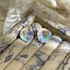 Pendientes de Flor con Goteo de Aceite Estilo Pintura al Óleo Artística para Mujer, Pendientes Versátiles Retro Franceses con un Toque de Lujo