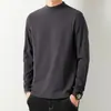 Nova blusa masculina de gola alta de manga comprida para o outono, estilo coreano, moderna, camiseta preta pura para o outono
