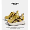 Tênis dad shoes femininos de sola grossa, que aumentam a altura, em malha, novo estilo 2026, respiráveis, leves, tênis esportivos casuais