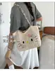 Bolsa de Palha Tecida Grande Estilo Coreano Fofa de Verão Fresca, Bolsa Versátil Portátil de Grande Capacidade