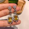 Simulação de cor Joias brincos moda comércio exterior exagerado diamante amarelo diamante rosa brincos mulheres ao vivo com brincos de atacado