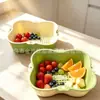 Cesta de verduras, cesta escurridora de doble capa con bloques de color para cocina, cesta para lavar verduras para el hogar, cesta de almacenamiento de cuencos y utensilios