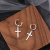 Pendientes de cruz brillantes de estilo coreano, estilo frío, con hebilla para la oreja, estilo tailandés plateado, para amantes.