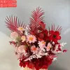 Nueva boda fila de flores a gran escala simulación flor de seda decoración terminada fila de flores de eucalipto pasillo de pasarela arte floral de boda