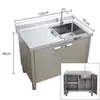 Gabinete de Acero Inoxidable para Fregadero de Cocina, Gabinete con Fregadero, Gabinete con Encimera Integrada, Placa de Cocina, Banco de Trabajo 304