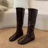 Botas altas hasta la rodilla para mujer, botas largas para otoño e invierno, de suela plana, estilo europeo y americano, nuevo diseño de punta redonda, versátiles y elegantes, 2026