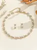 Pendientes de Perla con Forma Irregular, Collar y Gargantilla, Set de Joyería para Mujer, Estilo Bohemio de Lujo Ligero, Moda Europea y Americana Transfronteriza