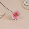 Flor artificial crisântemo único escovado flor de seda simples e fresca arranjo de flores com gérbera decoração de casa crisântemo escovado