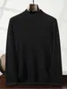 Suéter de cachemira 100% para otoño e invierno, cuello alto medio, color liso, camisa interior de talla grande, para hombre