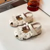 Faixa de Cabelo com Laço de Renda Estilo Fada Sandálias 2026 Verão Novo Bebê Vazado Sola Macia Sapatos de Princesa para Praia