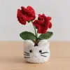 Flor de Lirio del Valle Tejida a Crochet Hecha a Mano de Lana en Maceta Producto Terminado Venta al por Mayor Muñeco de Conejo Creativo Adornos de Escritorio en Maceta Flores Tejidas